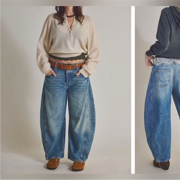 NWOT Free People We The Free Good Luck Mid-Rise Barrel Jeans ultra high beam 26 - Picture 7 of 16